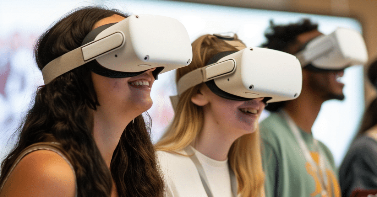 a group of people wearing virtual reality headsets